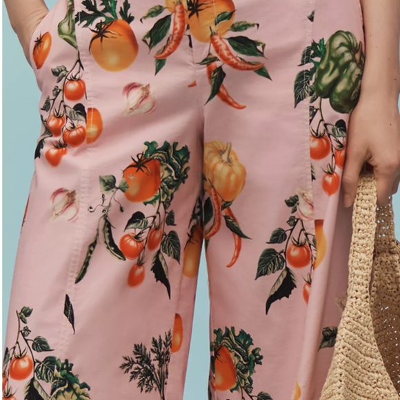 🍅 Maeve by Anthropologie High-Rise Printed Crop Wide-Leg Pants - Size 6 - Picture 3 of 7